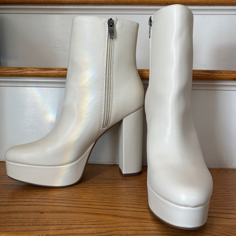 White Platform Ankle Boots 5”Heel